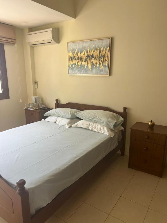 a bedroom with a bed and a painting on the wall at Tranquil paradise in Larnaca