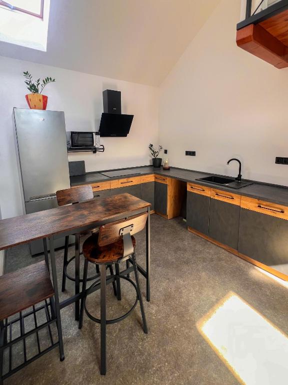 Kuchyň nebo kuchyňský kout v ubytování Apartmány Pod Řípem