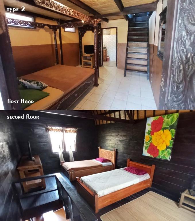 Postel nebo postele na pokoji v ubytování Bale Sasak Bungalow