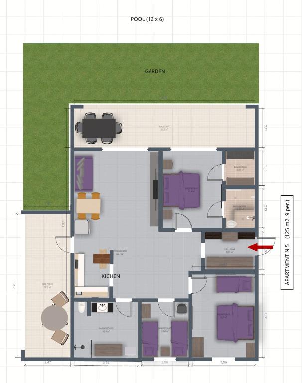 Půdorys ubytování EllinFos Apartments