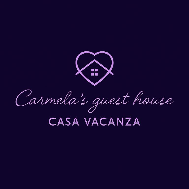 a purple logo with a heart and a house at Carmela's guest house in Castellana Grotte