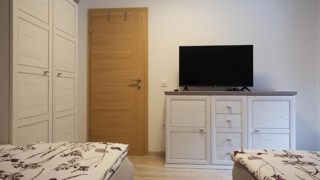 TV a/nebo společenská místnost v ubytování Hiša Lunna - Apartments in a Forest Paradise