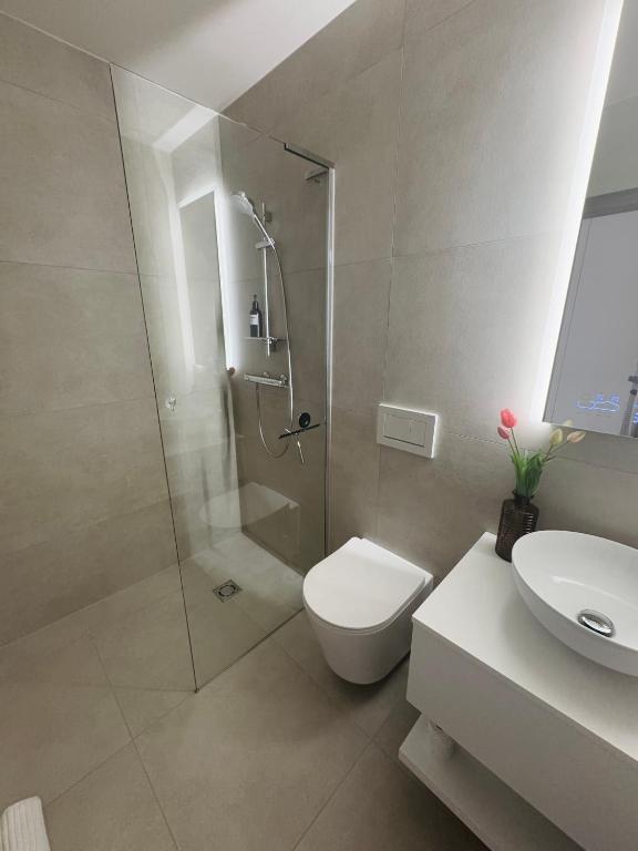 Koupelna v ubytování Apartmán Milujto, Pálava