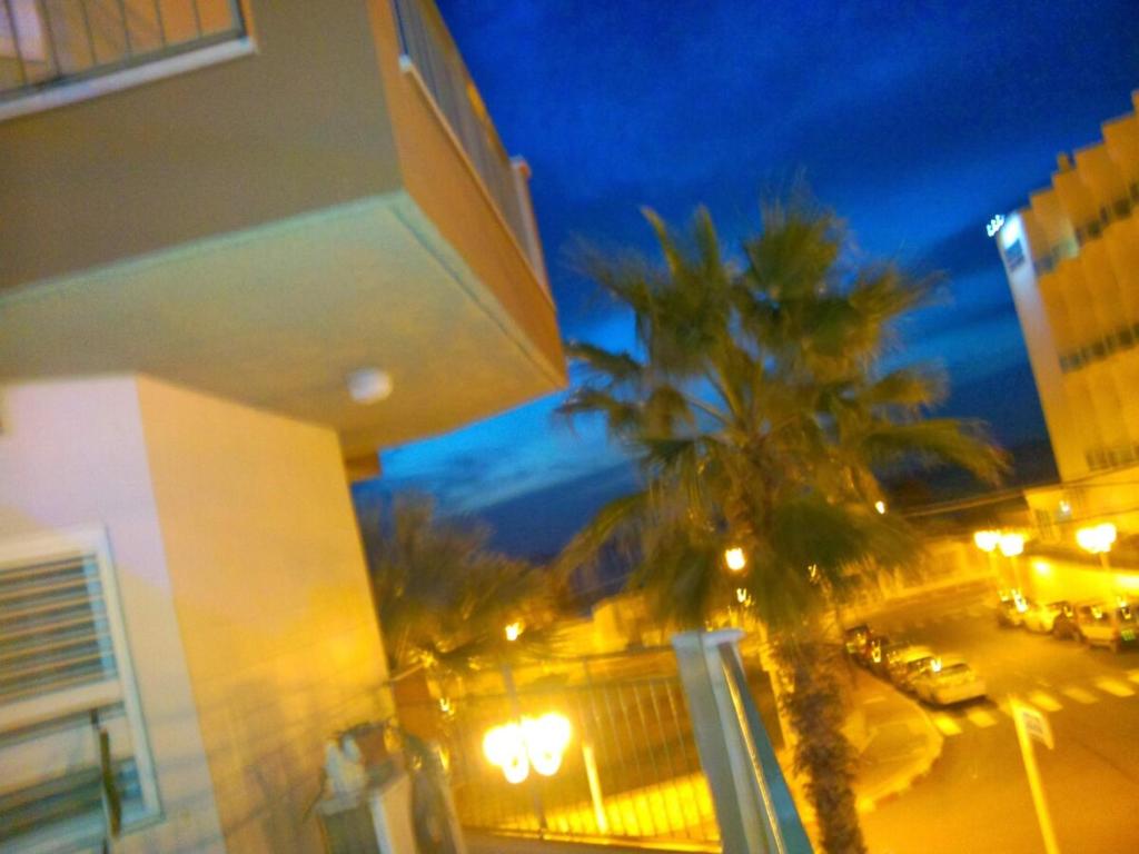 ナハリヤにあるSeaside Escape Near Centerのヤシの木と建物のある通りの景色