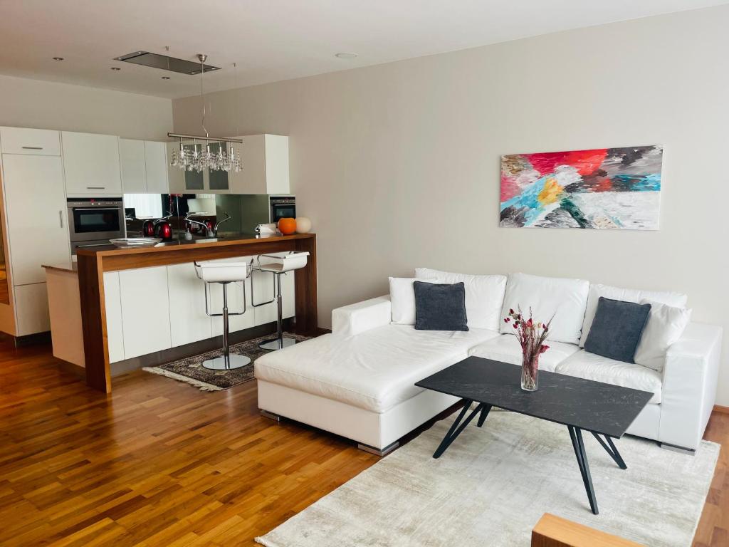 Kuchyň nebo kuchyňský kout v ubytování Premium Apartments Faselehof