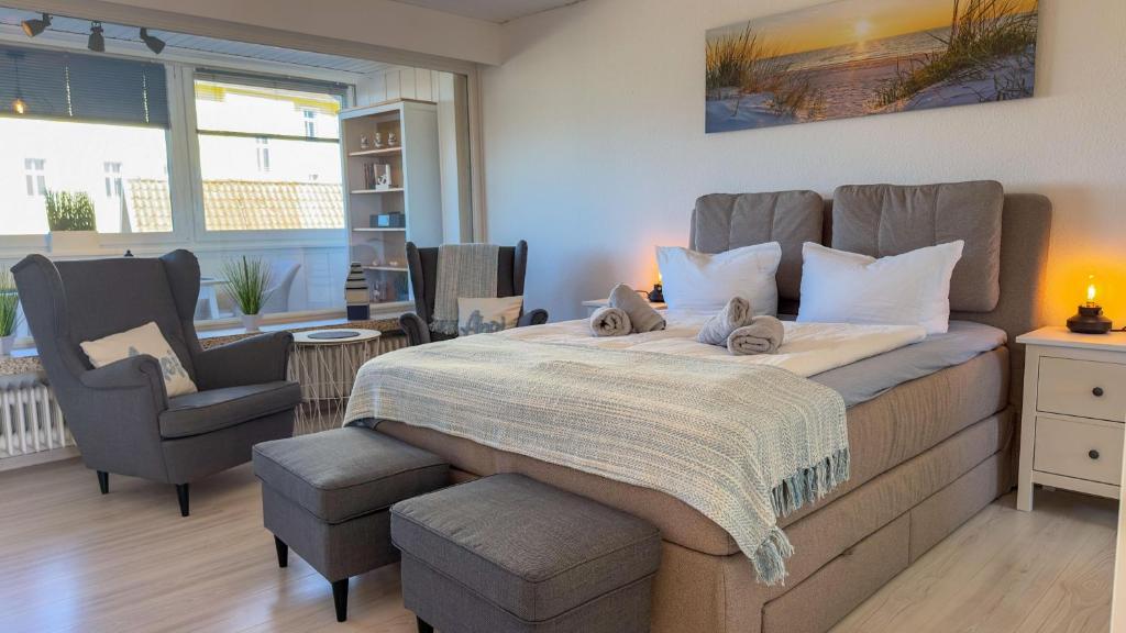 Ένα ή περισσότερα κρεβάτια σε δωμάτιο στο Meehrblick Alte Liebe