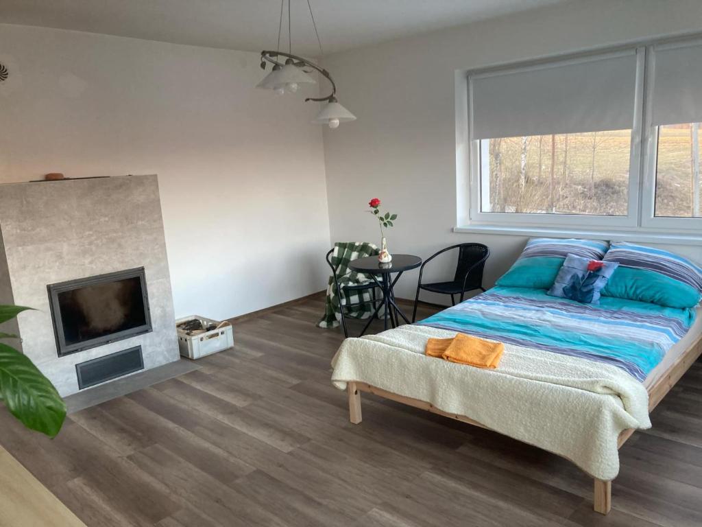 Postel nebo postele na pokoji v ubytování Zaciszny zakątek pod Różą