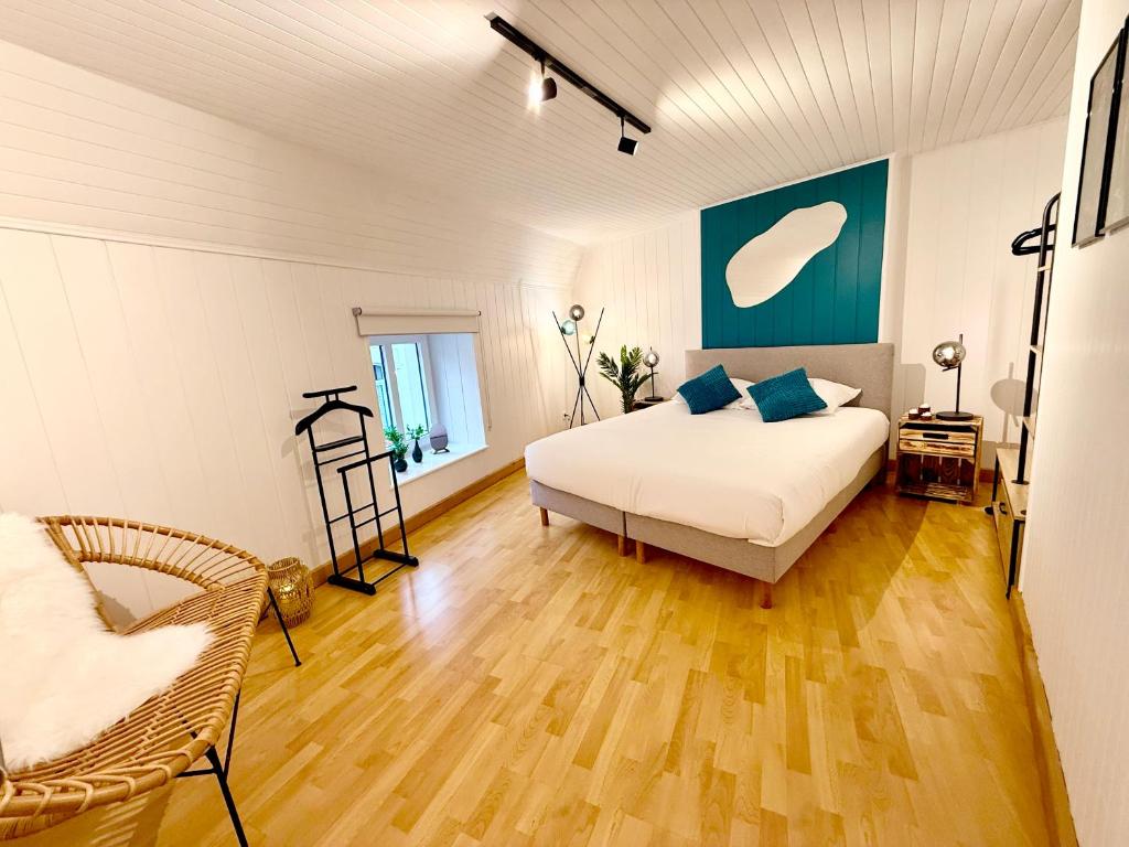 Postel nebo postele na pokoji v ubytování Gîte Havre forêt