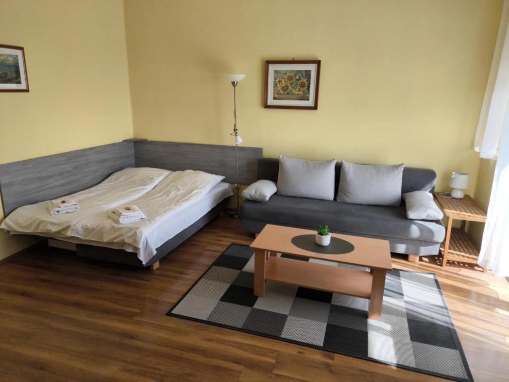 Posteľ alebo postele v izbe v ubytovaní Szeki Apartman