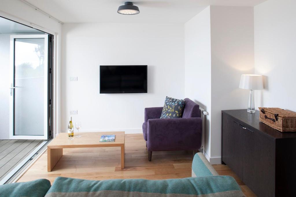 TV a/nebo společenská místnost v ubytování Falmouth Self Catering Lodges