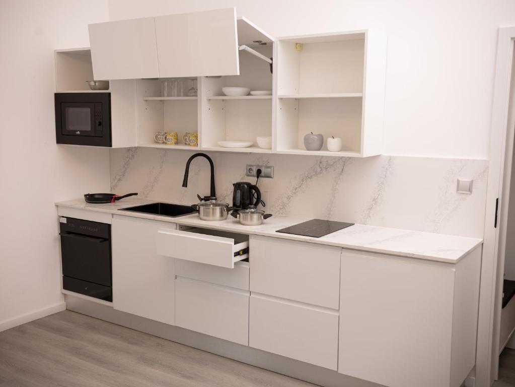 Kuchyň nebo kuchyňský kout v ubytování Villa Leopold - apartmánový dům