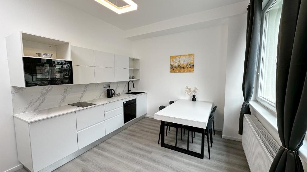 Kuchyň nebo kuchyňský kout v ubytování Villa Leopold - apartmánový dům
