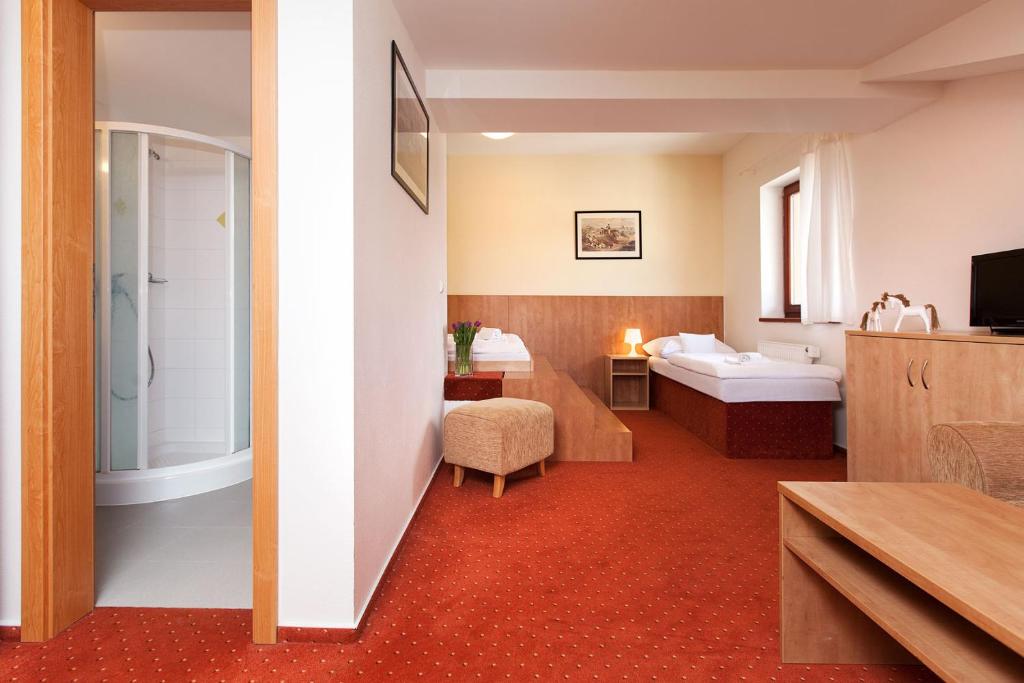 Postel nebo postele na pokoji v ubytování Hotel Panska Licha