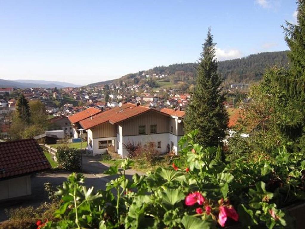 a house with a view of a city at Ferienwohnung Kottulinsky in Bodenmais