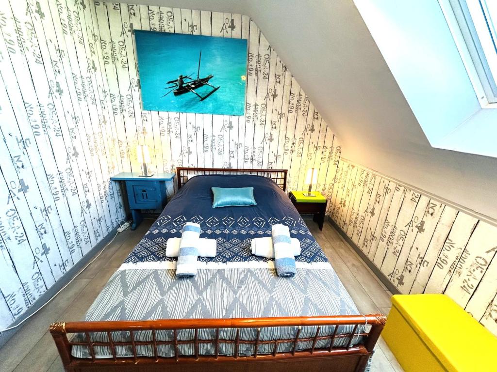 Posteľ alebo postele v izbe v ubytovaní Maison 5 pièces 8 personnes - Vue mer - LOEVA