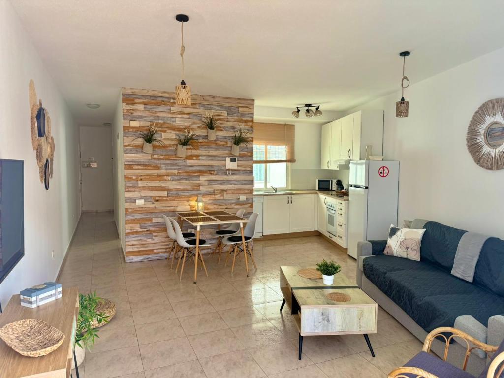 A kitchen or kitchenette at Dominos Apartment with heated pool by SunHousesCanarias