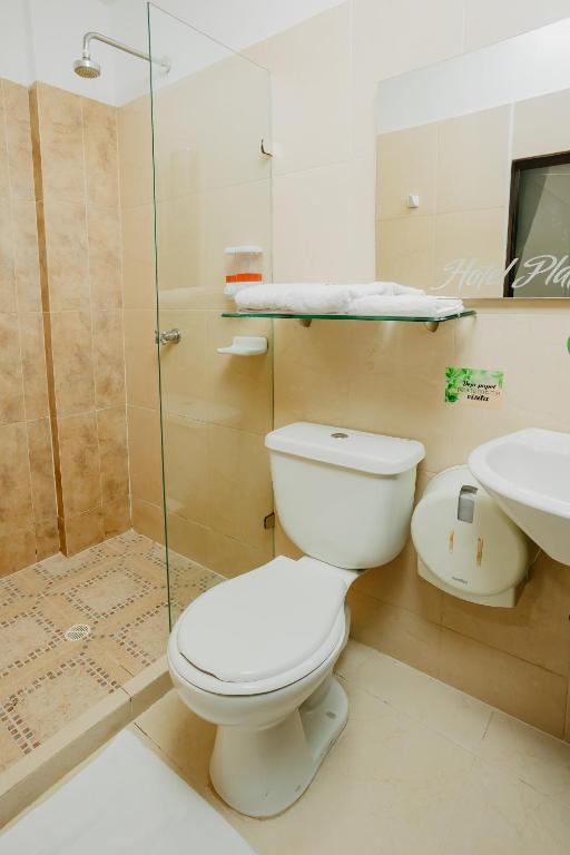 Koupelna v ubytování Hotel Plataneras Plaza