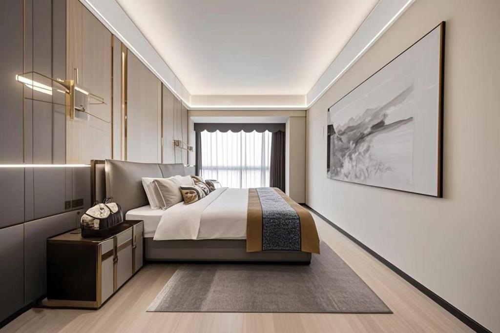 Postel nebo postele na pokoji v ubytování 颐程City View Hotel-广州太古汇珠江新城体育中心石牌桥地铁站店-广交会专享