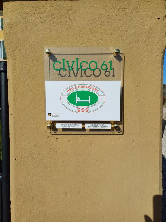 Certifikát, hodnocení, plakát nebo jiný dokument vystavený v ubytování B&B Civico 61