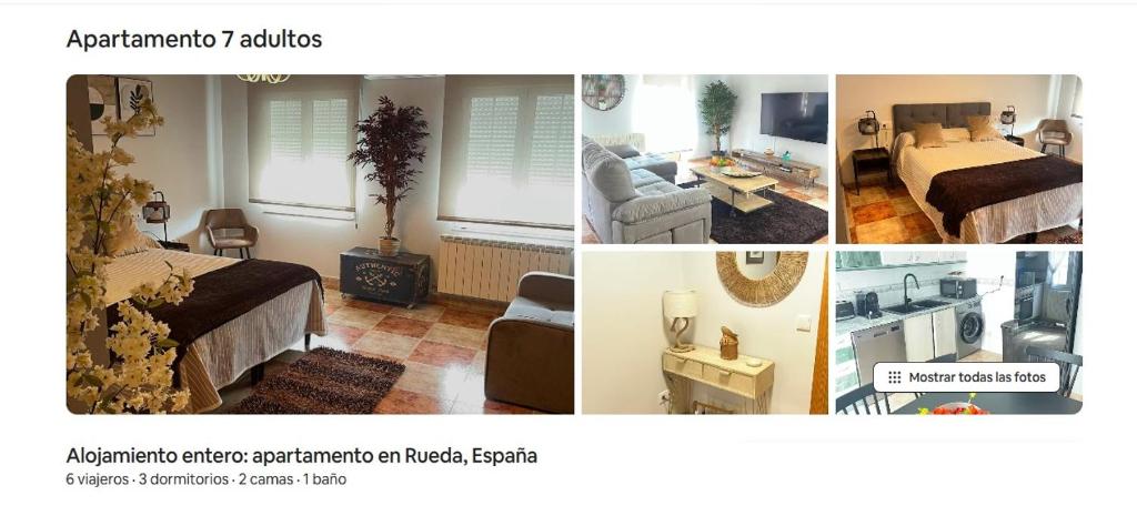a collage of four pictures of a bedroom at Apartamento 7 adultos in Rueda