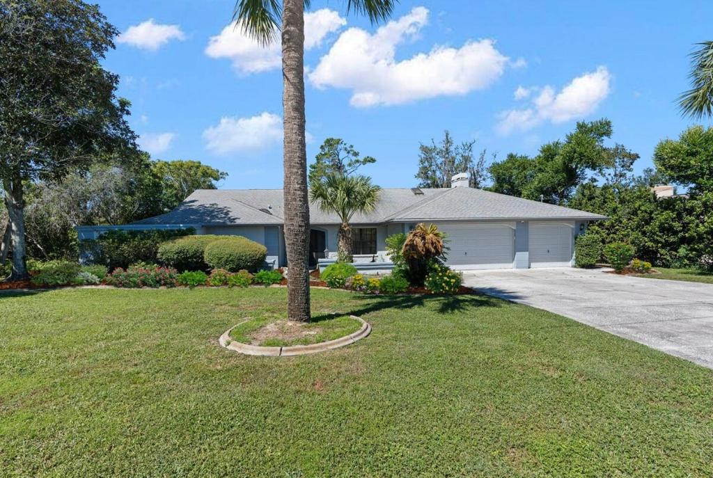 a palm tree in front of a house at Candida's Retreat in Spring Hill
