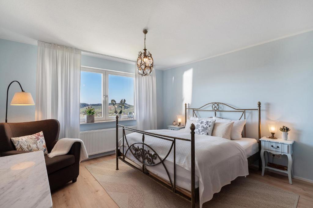 Postel nebo postele na pokoji v ubytování Ferienwohnung Panorama - Suite