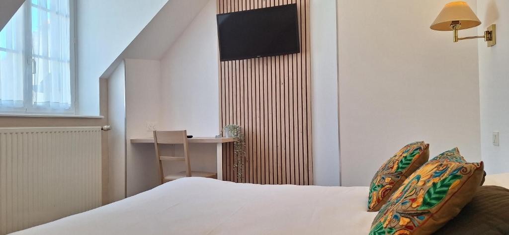 TV a/nebo společenská místnost v ubytování Brit Hotel le Cygne