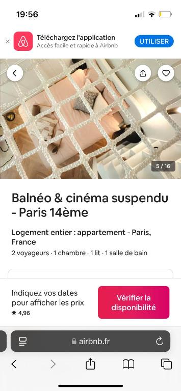 une capture d'écran d'un téléphone portable avec une photo de plafond dans l'établissement Villa, à Bordeaux