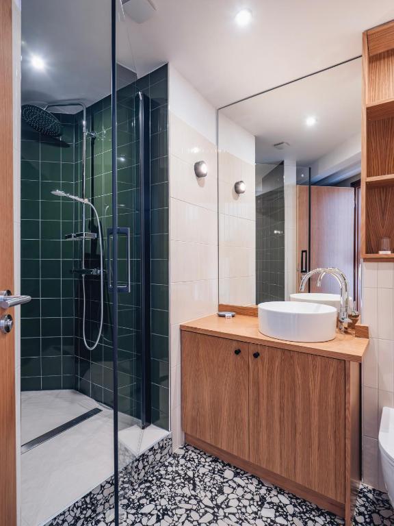 Koupelna v ubytování Hotel Au Vieux Moulin
