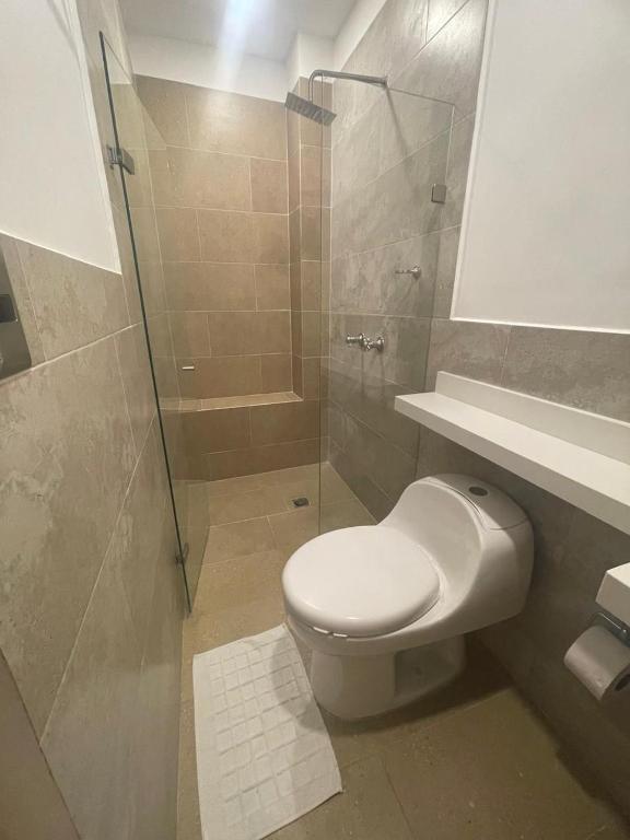 Koupelna v ubytování Hotel Villa Real