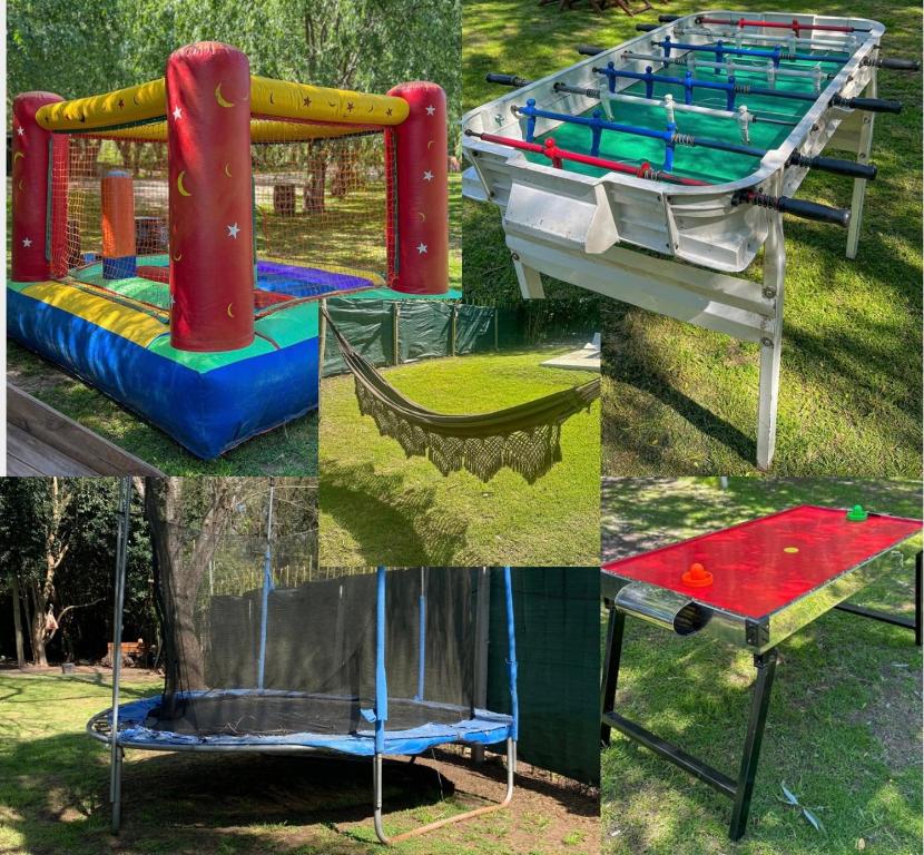 un collage de différents types d’équipements de jeux dans l'établissement Jardin Prana, à Belén de Escobar