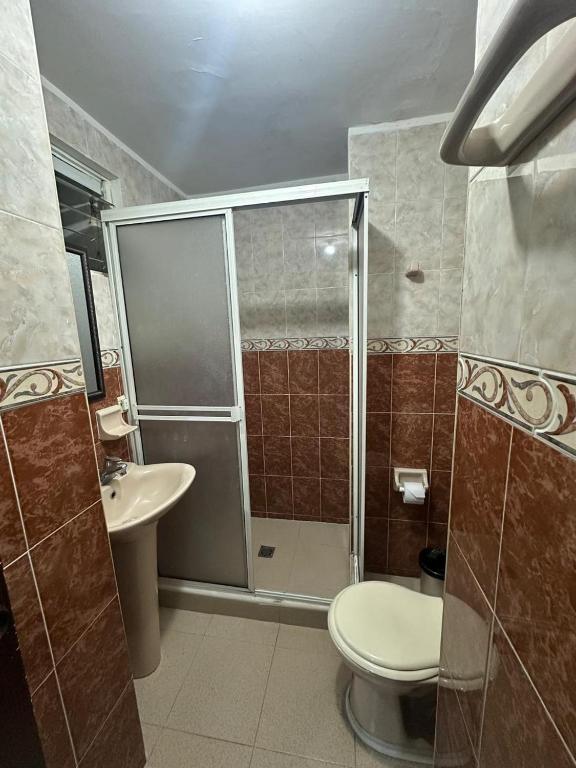 Koupelna v ubytování Hotel Astorias