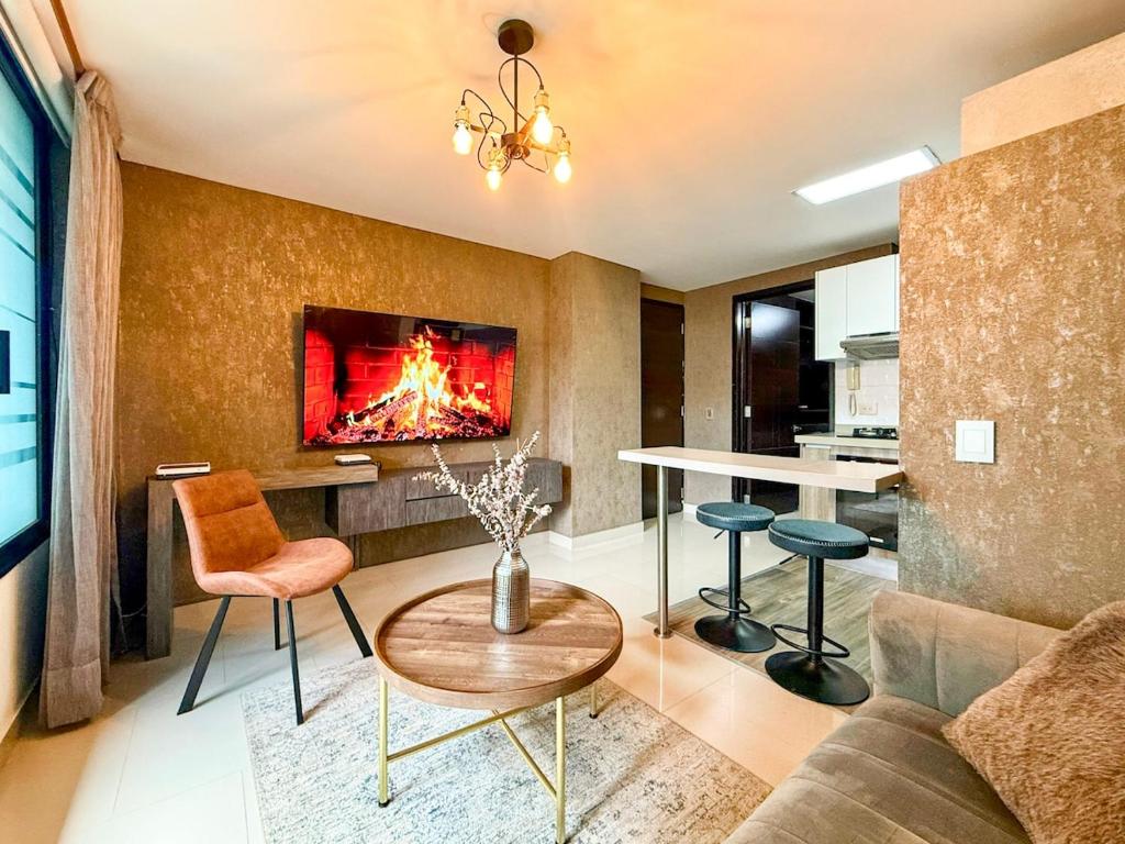 Χώρος καθιστικού στο Lujoso Apartaestudio en Zona Exclusiva, Oeste