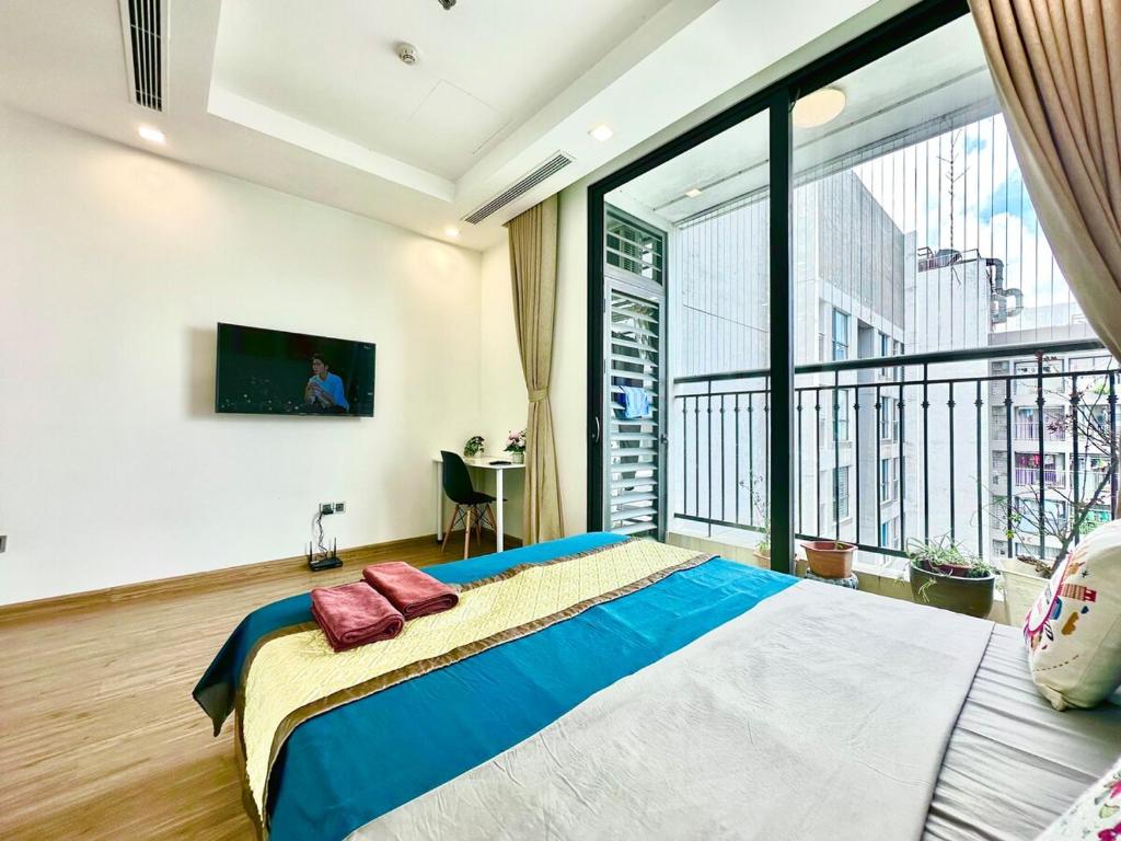 Postel nebo postele na pokoji v ubytování Convenient To Airport Full Deluxe Facilities Highend Studio Apt