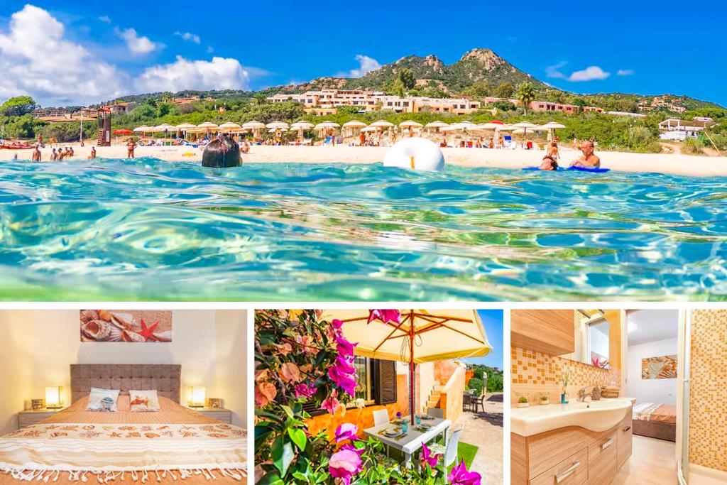 a collage of photos of a hotel and a beach at "SARDESIDENCE" Spiaggia Privata WiFi Parcheggio Riservato in Costa Rei