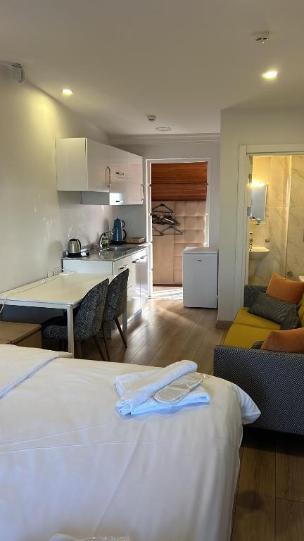 Kuchyň nebo kuchyňský kout v ubytování Hagia sophia hotels