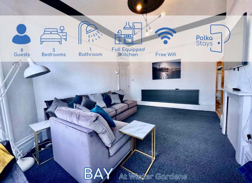 Χώρος καθιστικού στο PolkaDot Winter Gardens - Large Modern Apartments in Blackpool by PolkaStays