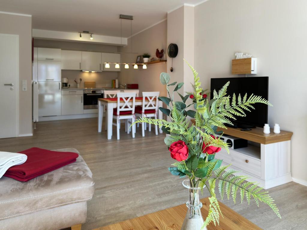 Kuchyň nebo kuchyňský kout v ubytování Strand Residenz Amrum *Strand Residenz 11*