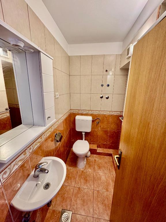 Koupelna v ubytování Apartments Dani