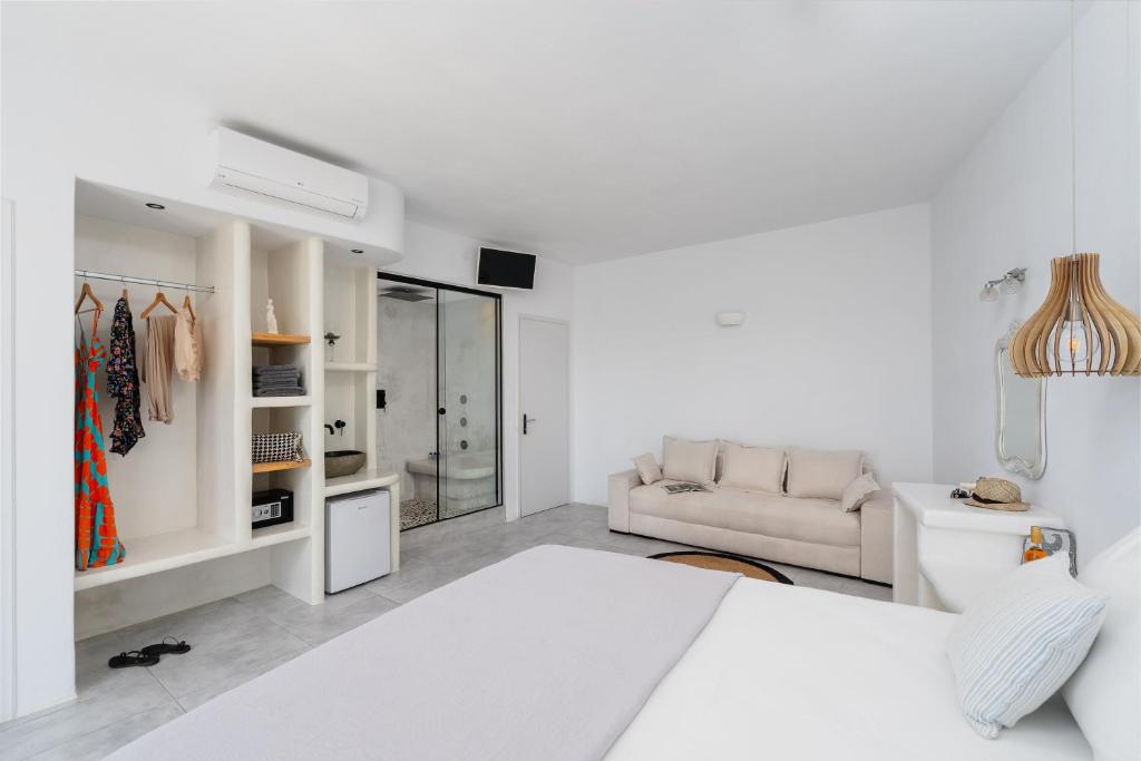 Kuchyň nebo kuchyňský kout v ubytování Manios Suites
