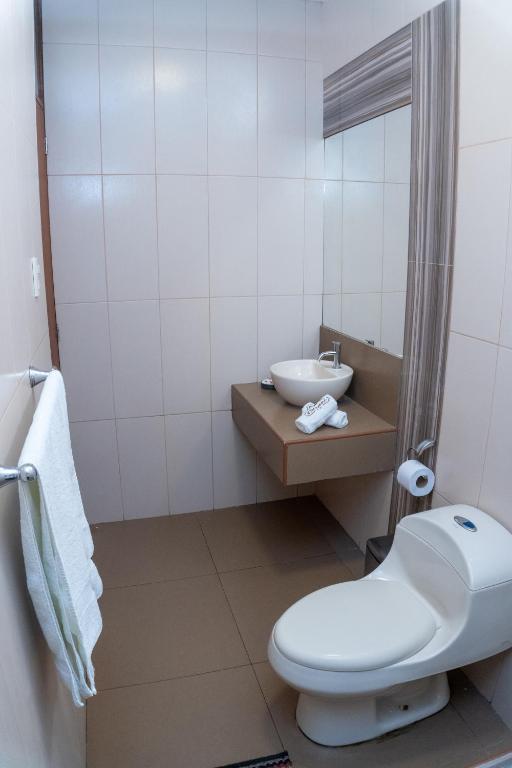 Koupelna v ubytování Hotel Curasi