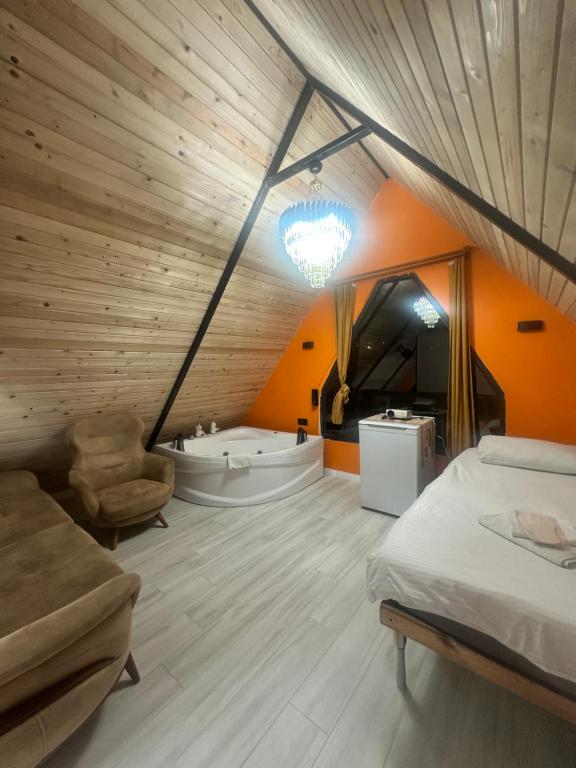 Postel nebo postele na pokoji v ubytování Bigados Otel & Bungalov