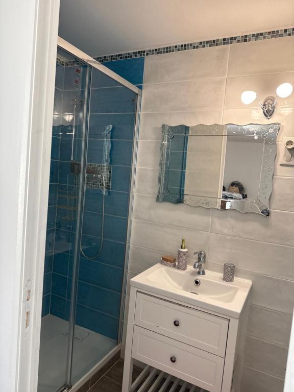 Koupelna v ubytování Chambre dans une Ecurie