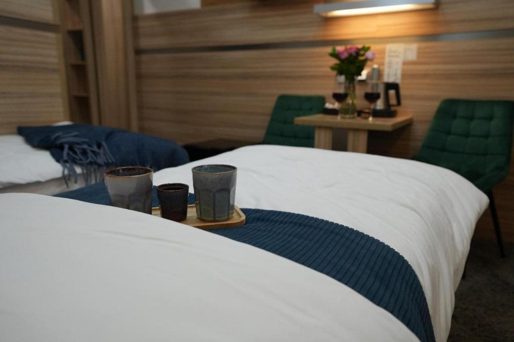 Postel nebo postele na pokoji v ubytování Hotel Plzeň