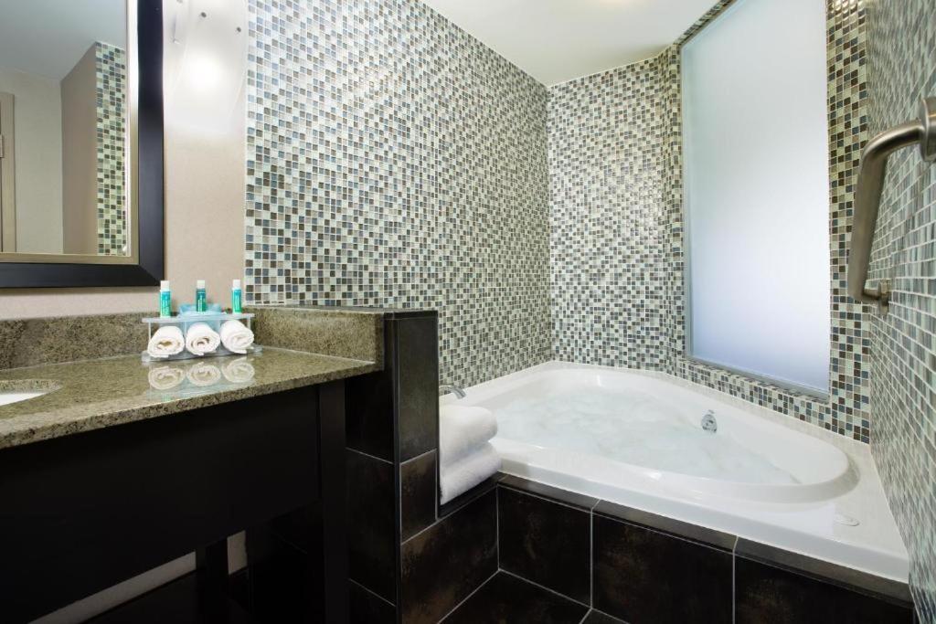 a bathroom with a tub and a sink at Holiday Inn Express & Suites Ottawa West - Nepean by IHG in Ottawa