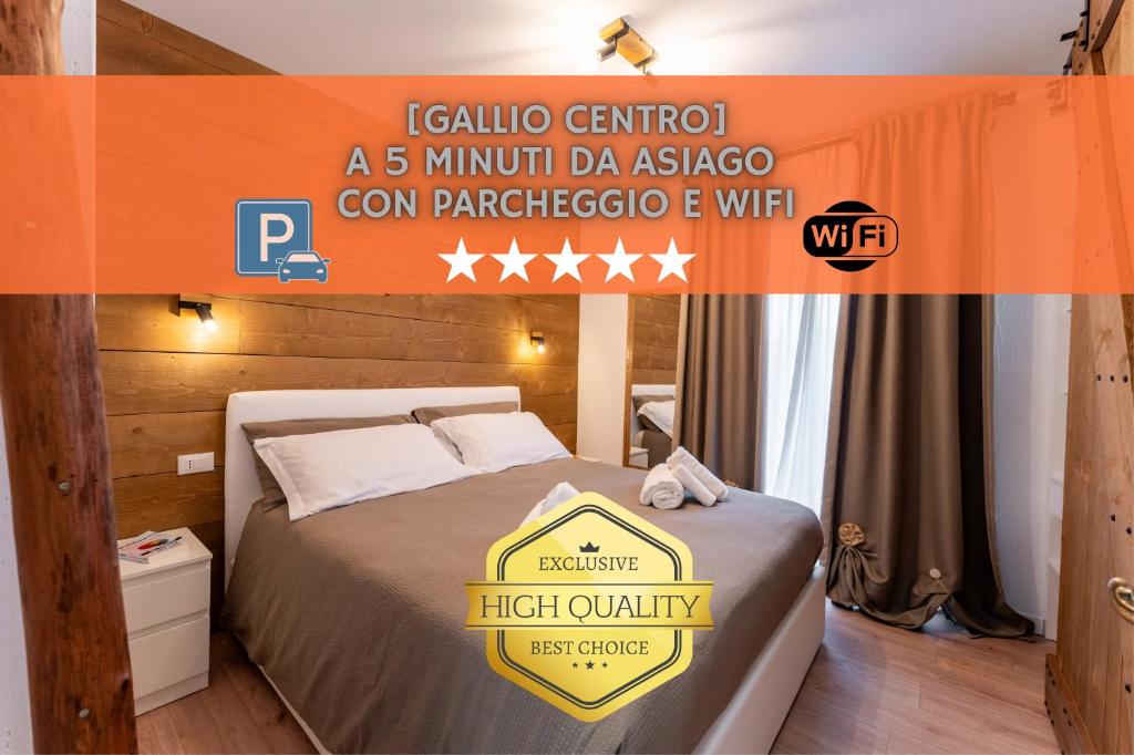 ガッリオにあるElegante Bilocale con balcone - Perfetto per coppieの部屋のベッド1台を利用したホテルのポスター