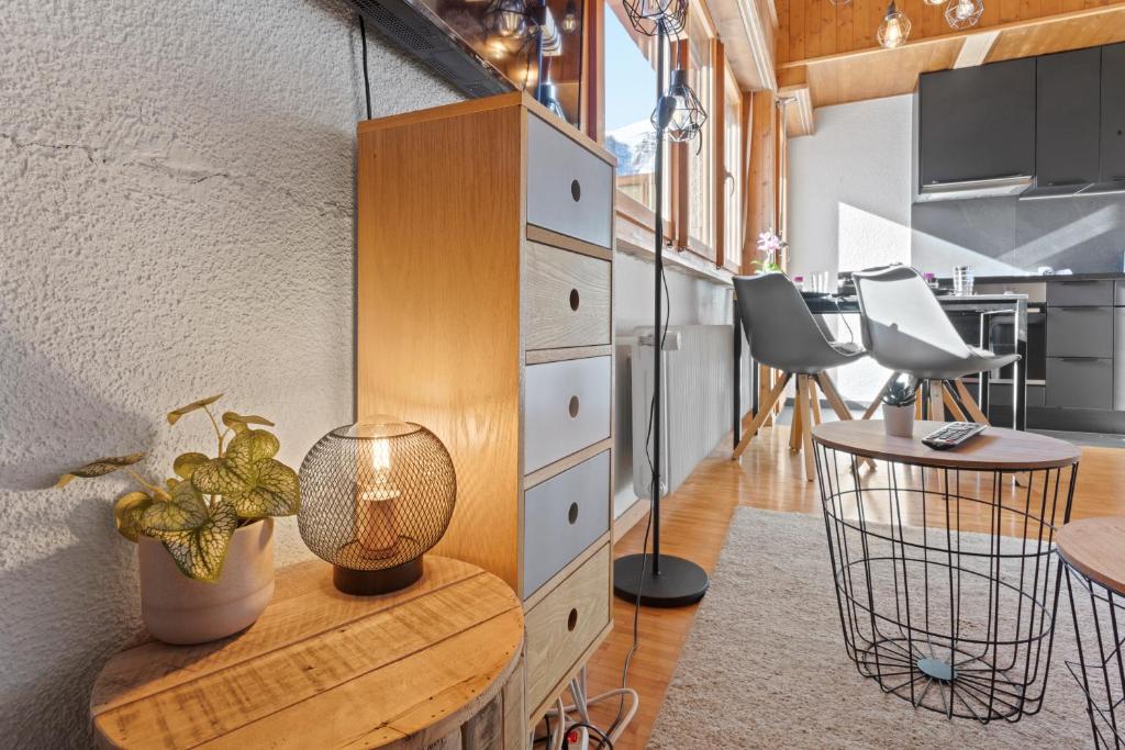Dapur atau dapur kecil di Superbe studio avec une vue magnifique