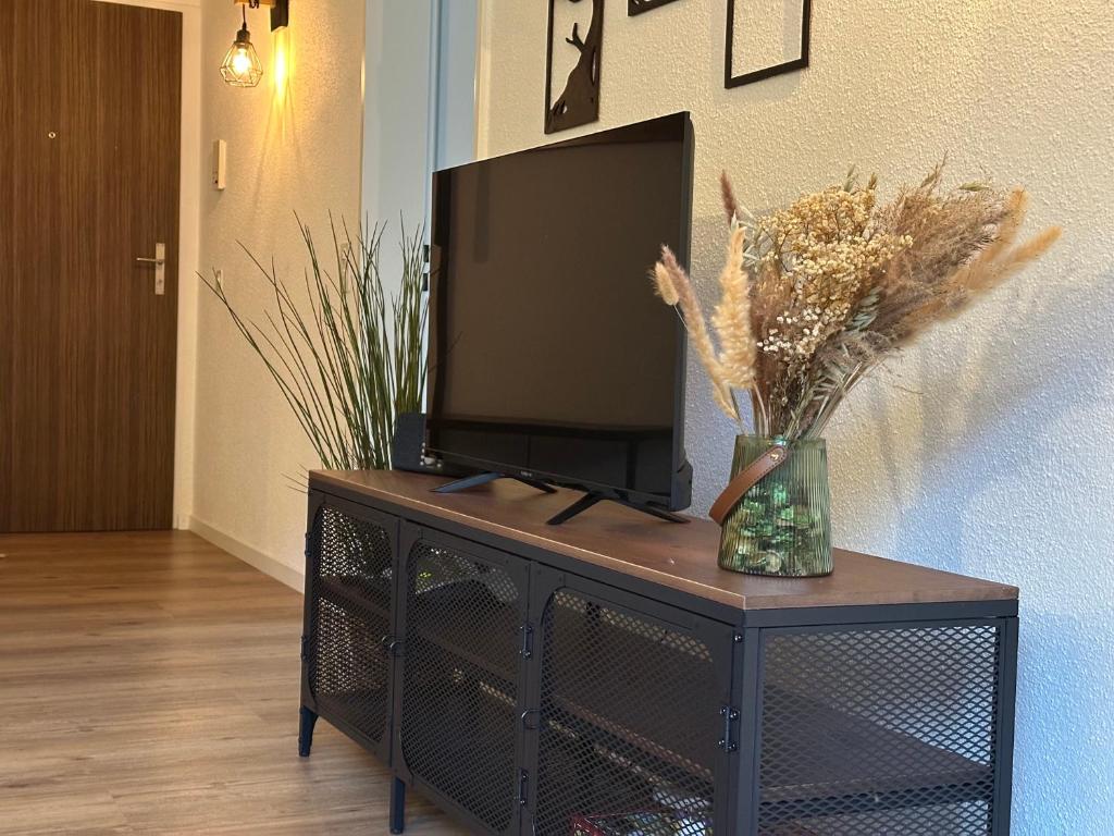 Televiisor ja/või meelelahutuskeskus majutusasutuses Zentrales 2,5-Zimmer Apartment mit mega Bergblick