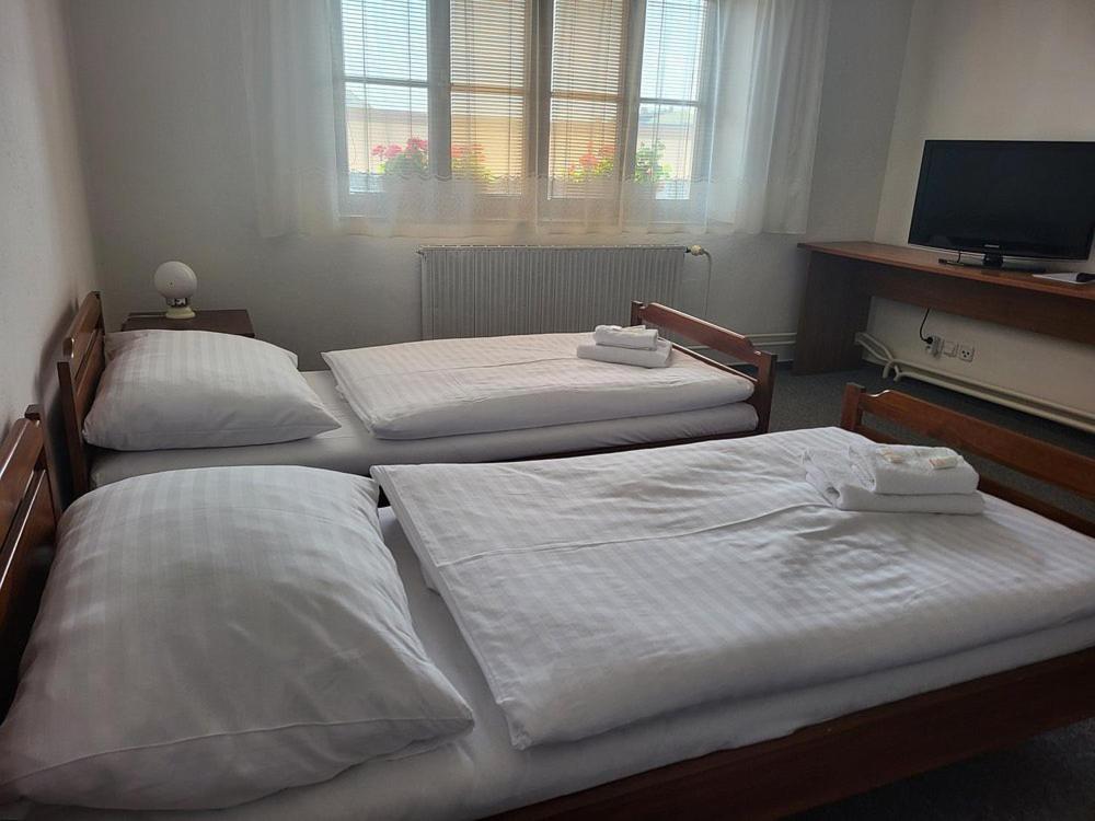 Postel nebo postele na pokoji v ubytování Nobiles hotel Šternberk