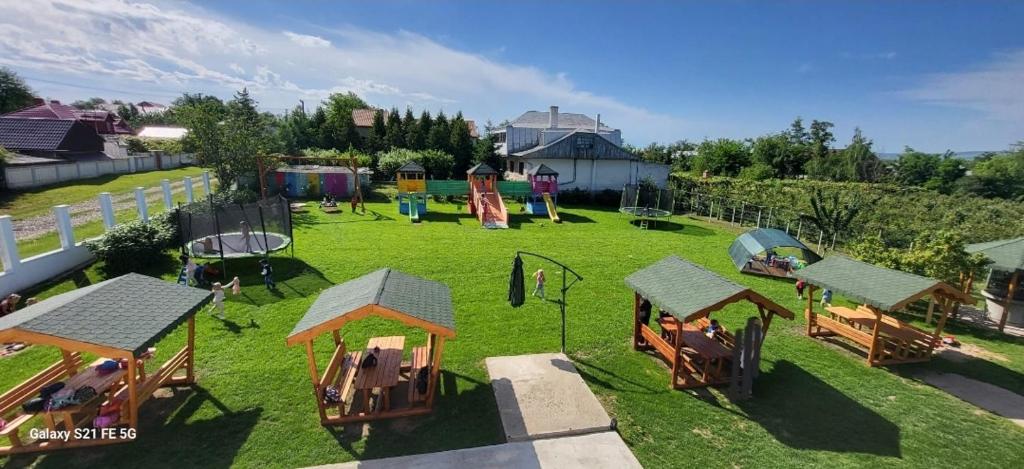 an aerial view of a park with a playground at Colț de Rai in Hîrtoape
